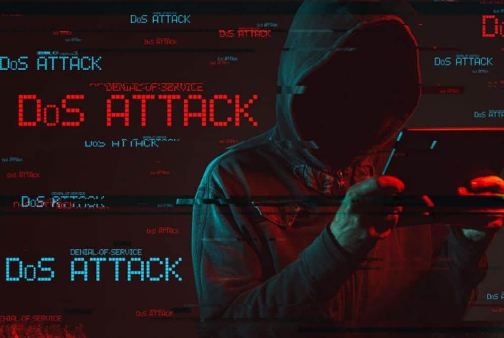 DDoS 攻擊示意圖：大量惡意流量癱瘓網站